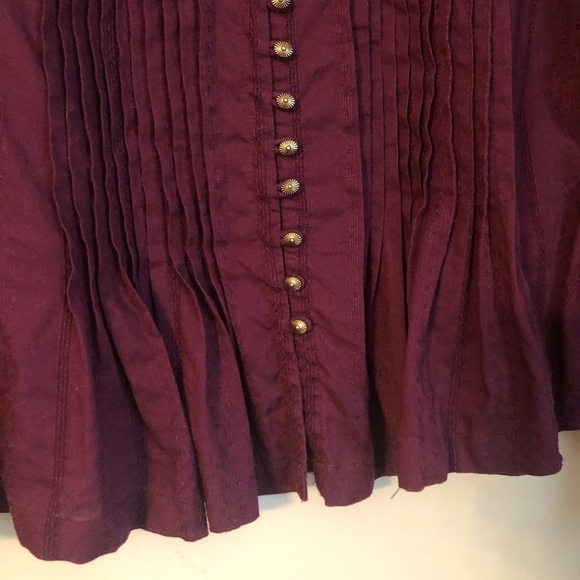 Anthropologie Maeve Burgandy Button Up Shirt Size Small - Picture 6 of 12